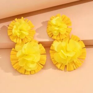 Bright Yellow Floral Earrings